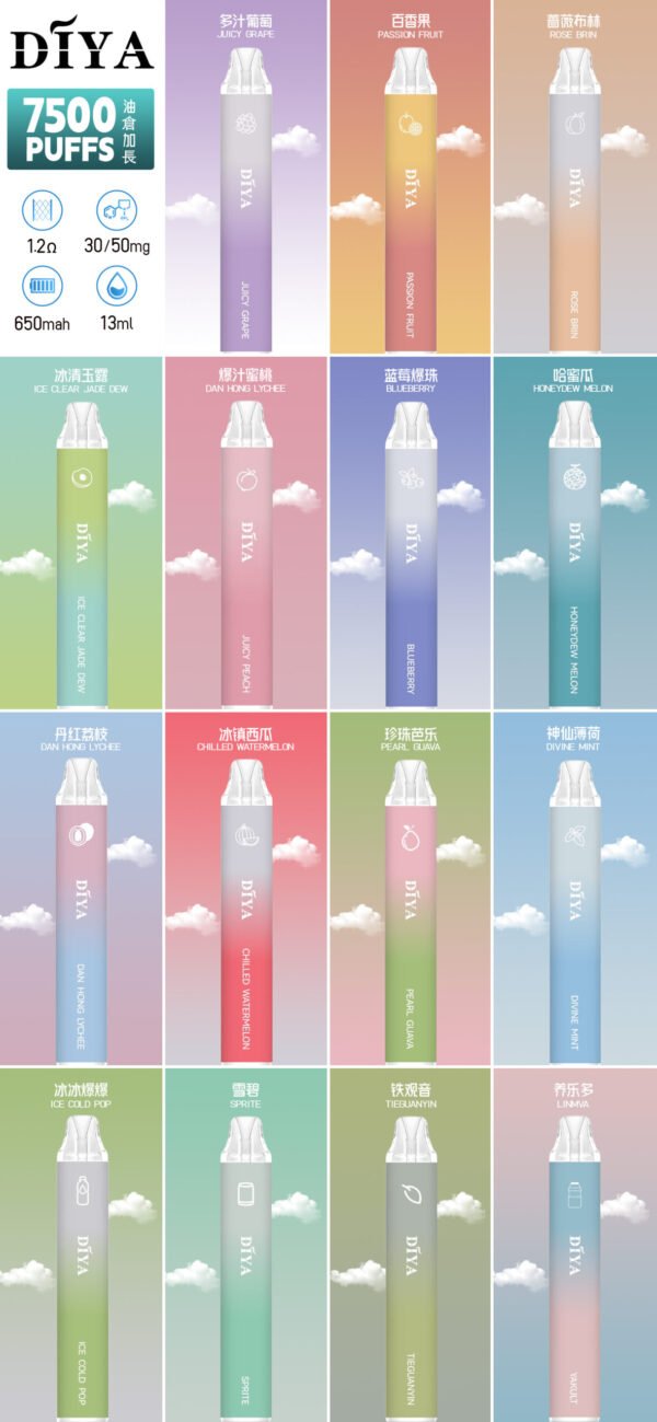 6月新品💥叮啞 DIYA 7500口抛棄式❤️CP值超高❤️口感超讚